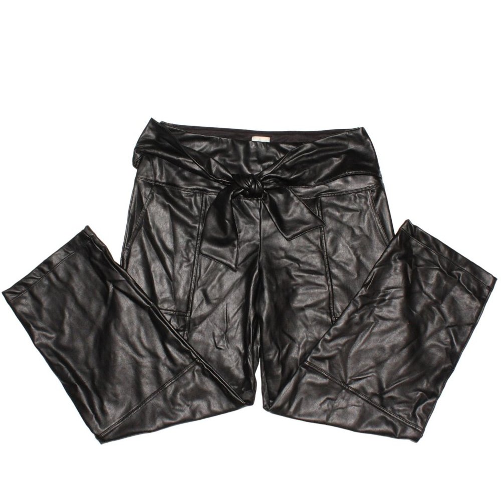 Joie Pants Sz M Womens Faux Leather High Rise Belted Waist Ankle Tummy Control - Picture 1 of 7